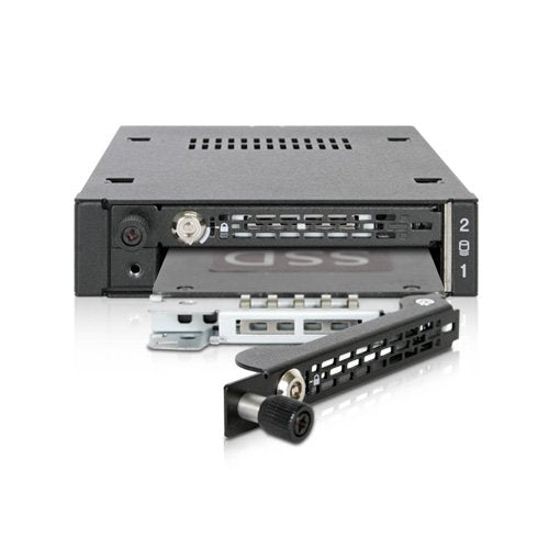 ICY DOCK MB492SKL-B Tough Armor EX Industrial Rugged Full Metal 2X 2.5 SATA/SAS HDD & SSD Mobile Rack for External 3.5" Drive Bay, Black