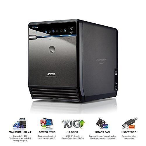 Mediasonic USB 3.1 4 Bay 3.5" SATA Hard Drive Enclosure - USB 3.1 Gen 2 10Gbps Type C/USB-C (HF2-SU31C)