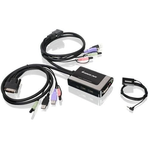 IOGEAR 2 Port USB DVI-D Cable KVM w Audio Mic