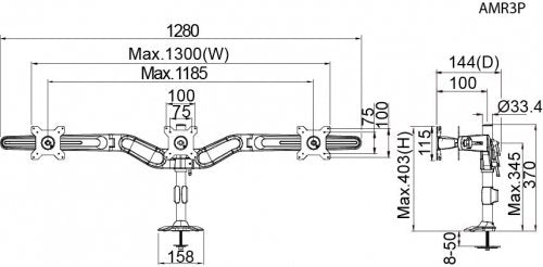 A Pole/Grommet Based Mount That Supports Up to Three 24 Led/LCD Monitors, Each W