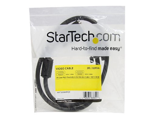 StarTech.com 3 ft Coax High Resolution Monitor VGA Cable - HD15 M/M - 3ft HD15 to HD15 Cable - 3ft VGA Monitor Cable (MXT101MMHQ3)