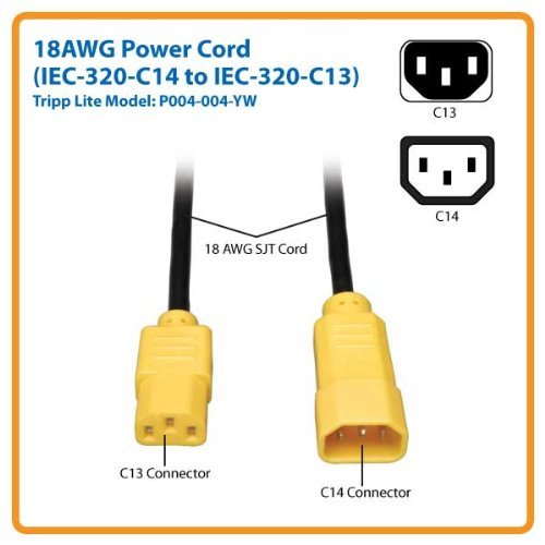 Tripp Lite P004-004 4 Feet IEC-320-C14 to IEC-320-C13 18AWG Power Cord