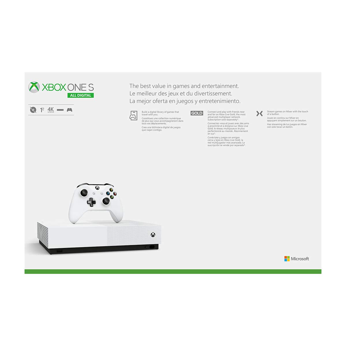 Xbox One S 1TB All-Digital Edition Console (Disc-free Gaming)