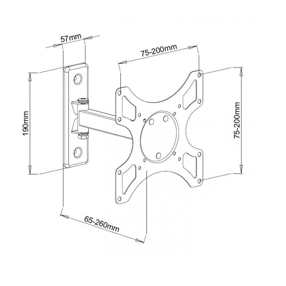 Techly 1-Arm Tilt/Swivel TV Wall Mount- 19-37in