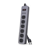 CyberPower B603MGY Surge Protector 6-Outlets 3' Cord 900 Joules Metal Housing, Black, Grey