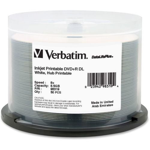 Verbatim DVD+r Dl (8.5 Gb) (8X) Hub Inkjet Printable, White (50 Ea/pkg)