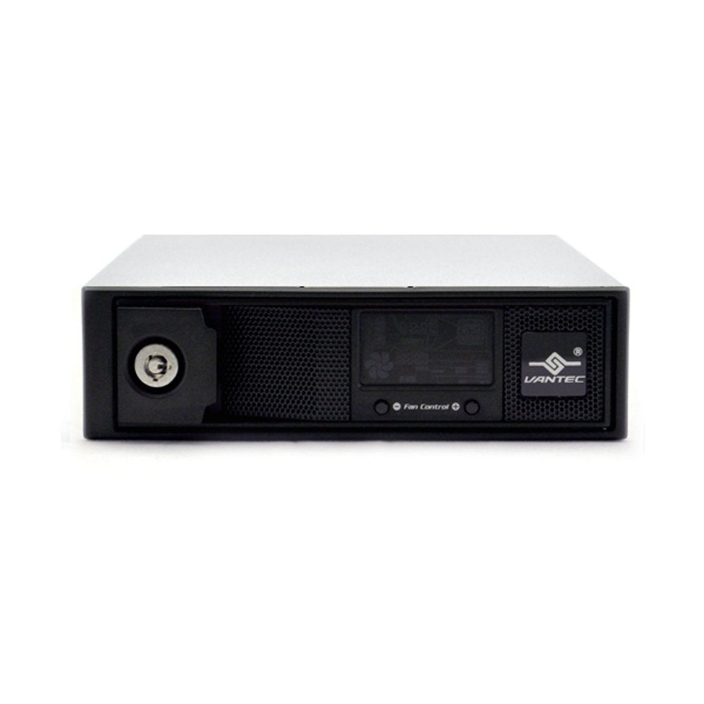 Vantec Ez Swap 4 3.5-Inch Aluminum Removable Trayless Sata Hard Drive Rack with LCD and Fan MRK-401ST-BK (Black)