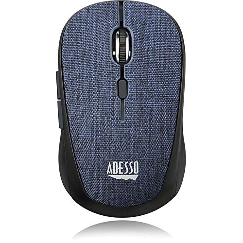 Adesso 2.4Ghz Wireless Blue Fabric Mini Optical Mouse, 5-Button, Fabric Surfa