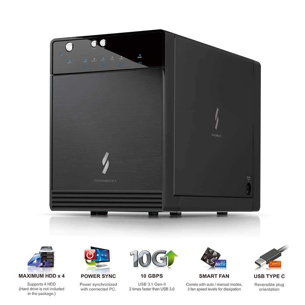 Mediasonic USB 3.1 4 Bay 3.5" SATA Hard Drive Enclosure - USB 3.1 Gen 2 10Gbps Type C/USB-C (HF7-SU31C)