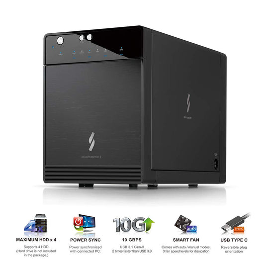 Mediasonic USB 3.1 4 Bay 3.5" SATA Hard Drive Enclosure - USB 3.1 Gen 2 10Gbps Type C/USB-C (HF7-SU31C)