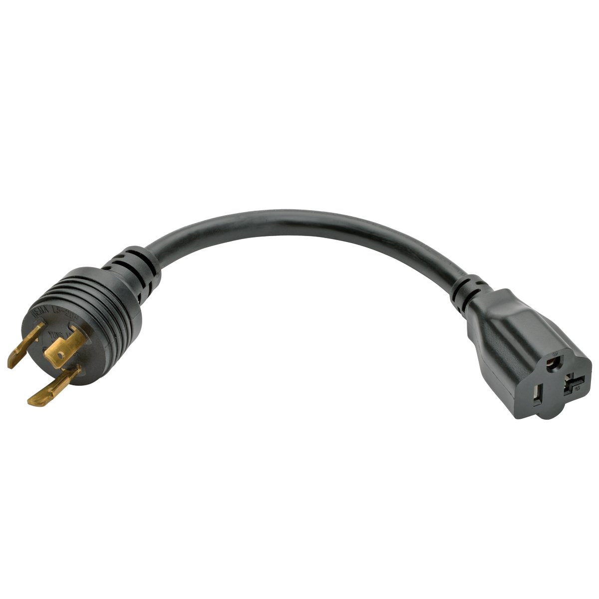 Tripp Lite P046-06N-T 6" Heavy-Duty Power Adapter Cord, 20A, 12 AWG, Black