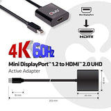 CLUB 3D CAC-2170, Active Mini DisplayPort to HDMI 2.0 Adapter (Supports Displays up to 4K / UHD / 3840x2160@60Hz)