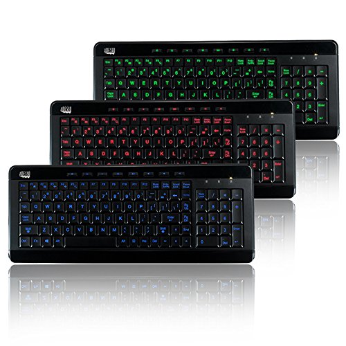 Adesso AKB-120EB - SlimTouch 120 3-Color Illuminated Compact Multimedia Keyboard