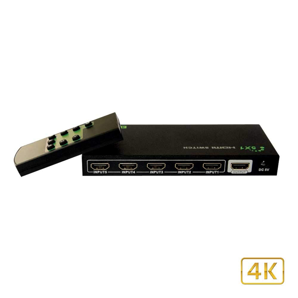 Techly HDMI Switch Cable 5 Port 4K HDMI Switch, (IDATA HDMI)