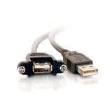 C2G 28064 Panel-Mount USB 2.0 A Male to A Female Cable, Black (3 Feet, 0.91 Meters)