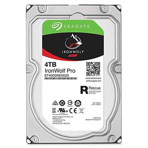 Seagate IronWolf Pro 4TB NAS Internal Hard Drive HDD - 3.5 Inch SATA 6Gb/s 7200 RPM 128MB Cache for RAID Network Attached Storage, Data Recovery Rescue Service (ST4000NE0025)