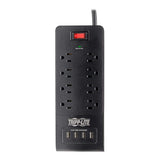 Y417U Tripp Lite 8 Outlet Surge Protector Power Strip with 4 USB Ports (4.2A Shared), 1800 Joules, Black, 6 Ft. (TLP864USBB)