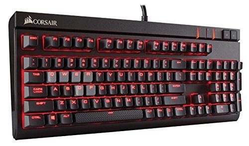 Open Box CORSAIR Strafe Mechanical Gaming Keyboard - Red LED Backlit - USB Passthrough - Linear and Quiet - Cherry MX Red Switch (Renewed)