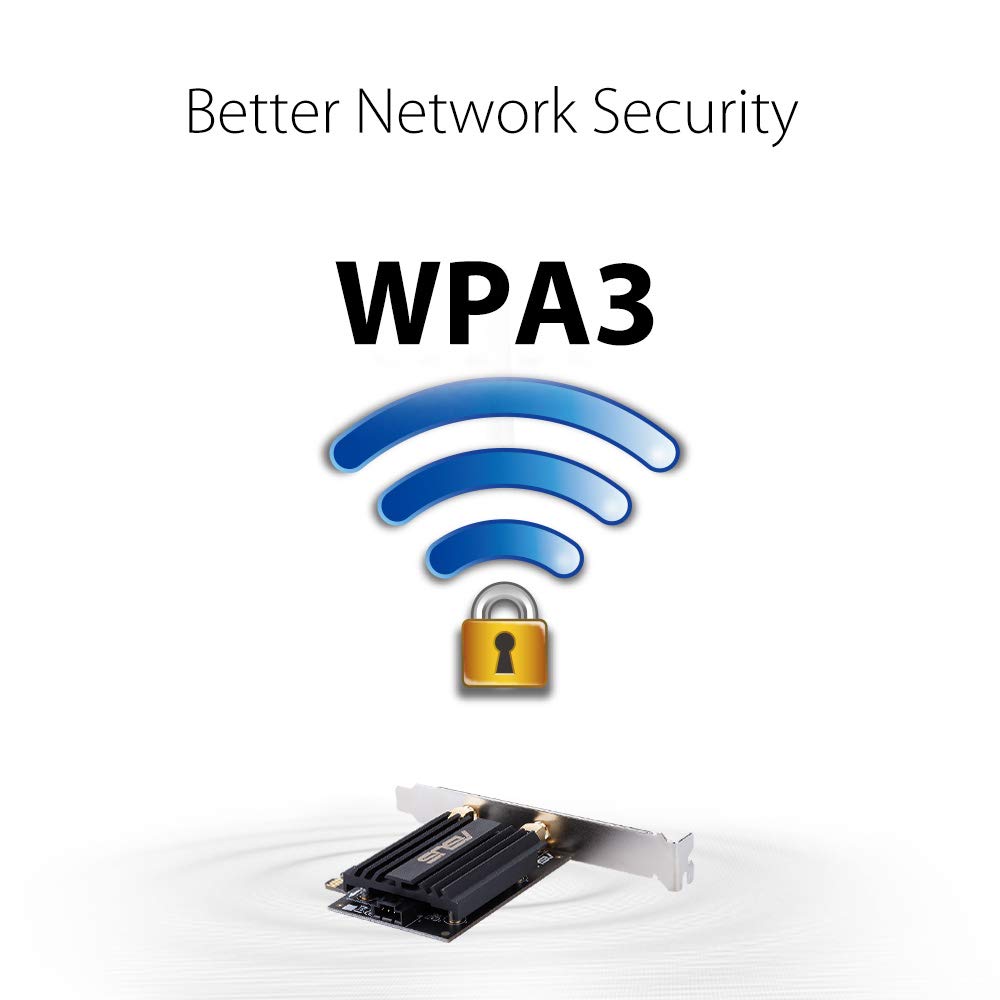 Asus AX3000 (PCE-AX58BT) Next-Gen WiFi 6 Dual Band PCIe Wireless Adapter with Bluetooth 5.0 - Ofdma, 2x2 Mu-Mimo and WPA3 Security