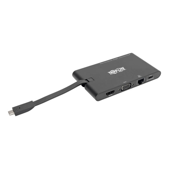 Tripp Lite USB C Docking Station HDMI VGA GbE PD Charging 3.0 USB Hub 4K at 30Hz Thunderbolt 3 Black