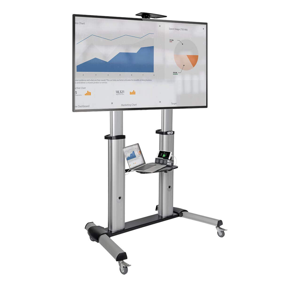Mobile Flat-Panel Floor Stand - 60 inch - 100 inch TVs and Monitors -  Heavy-Duty