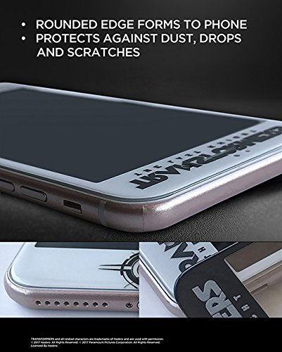Transformers: Licensed Screen Protector - White Frame - for iPhone 7, iPhone 8, Tempered Glass, 3D Curve Edge Full Screen Coverage, Premium HD Clear 9H Hardness - Swordfish Tech
