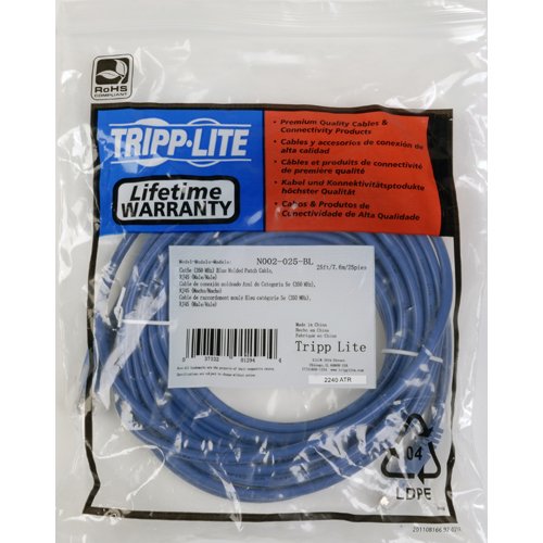 Tripp Lite N002-025-BL 25 Feet 350MHz Cat-5e Molded Patch Cable (Blue)