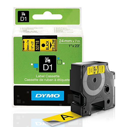 DYMO Labeller Tape, D1 Tape Cassette 1" x 23', Box of 1, Black on Clear (53710)