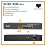 Tripp Lite 5-Port Gigabit Ethernet Switch Rackmount with PoE Metal 1U 10/100/1000Mbps (NG5POE)