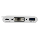 TRIPP LITE USB C to DVI Multiport Video Adapter Converter 1080p with USB-A Hub & USB-C PD Charging Port