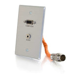 C2G 60107 RapidRun VGA (HD15) + 3.5mm Single Gang Wall Plate, Aluminum