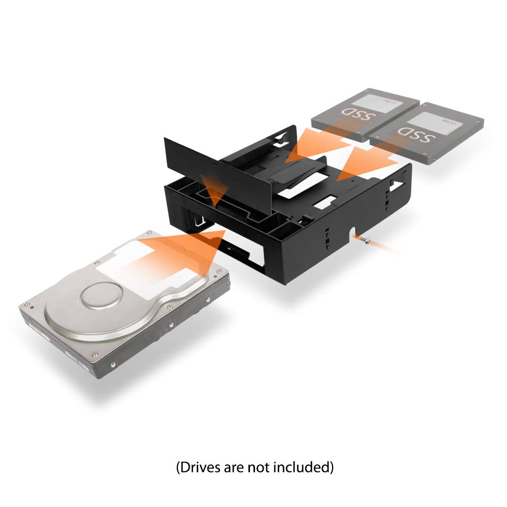 ICY DOCK Dual 2.5 SSD 1 x 3.5 HDD Device Bay to 5.25 Drive Bay Converter/Mounting/Kit/Adapter - Flex-FIT Trio MB343SP