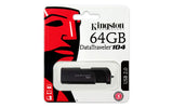 Kingston Digital 64 GB Data Traveler 104 USB 2.0 Flash, Thumb Memory Drive, Black Sliding Cap Design (DT104/64GB)