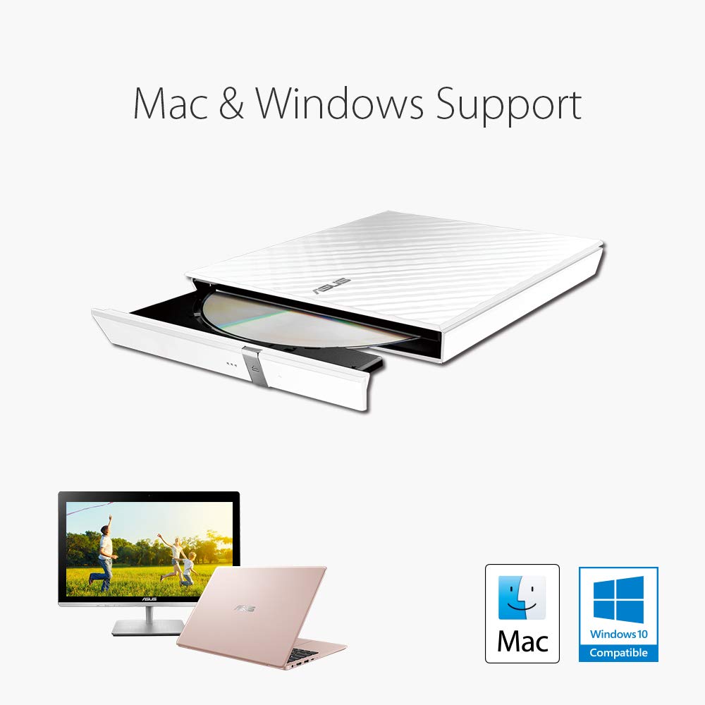 Asus Computer International Direct External Slim White 8X DVD-Rw Optical Drive SDRW-08D2S-U/withG/ACI/AS