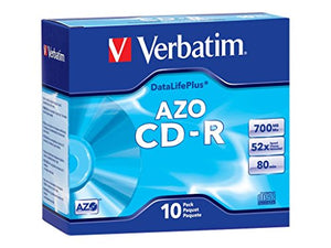 Verbatim 700MB 52x DataLifePlus Branded Recordable Disc CD-R, 10-Disc Slim Case 94760
