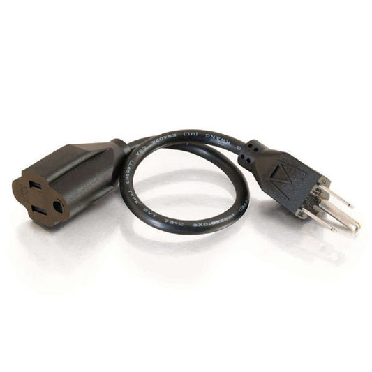 C2G 53410 18 AWG Outlet Saver Power Extension Cord - NEMA 5-15P to NEMA 5-15R, TAA Compliant, Black (25 Feet, 7.62 Meters)