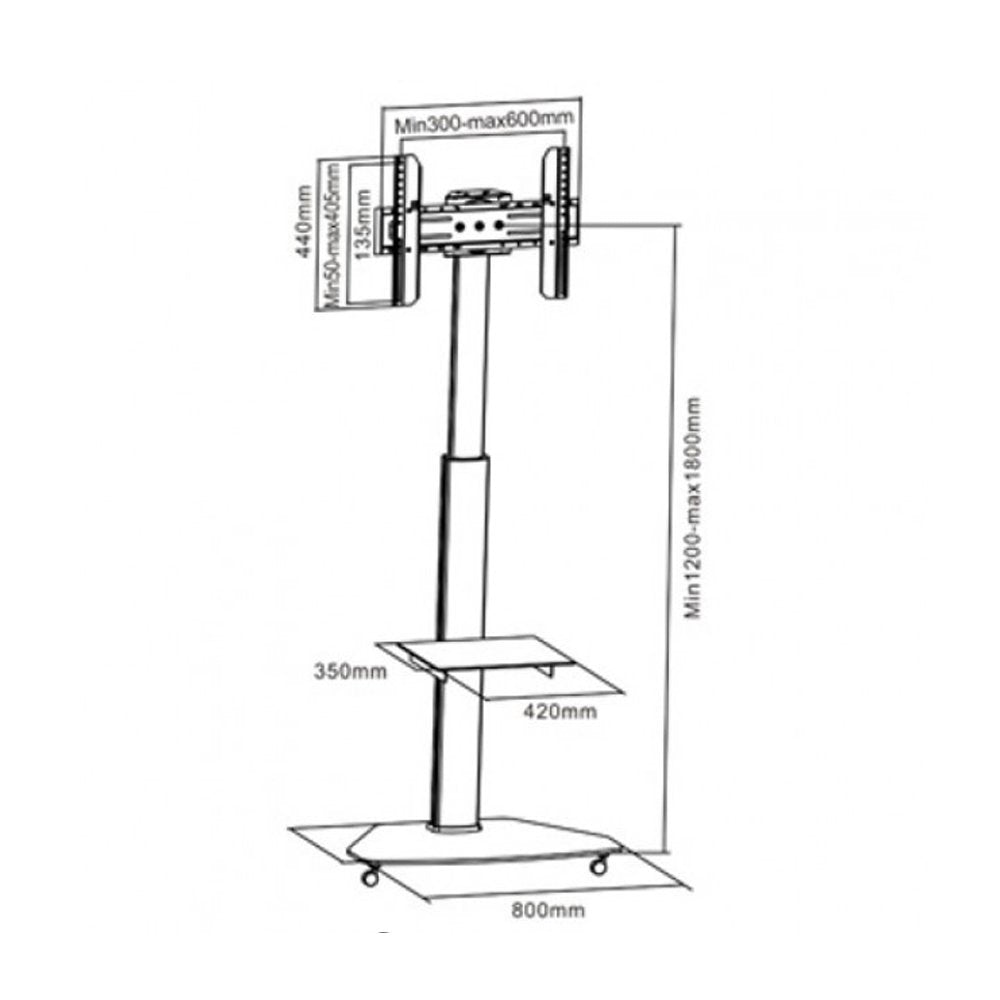 Techly Trolley Stand Mount TECHly Plasma Led TV Panel Stand with Wheel-Trolley Fits 37" to 70"