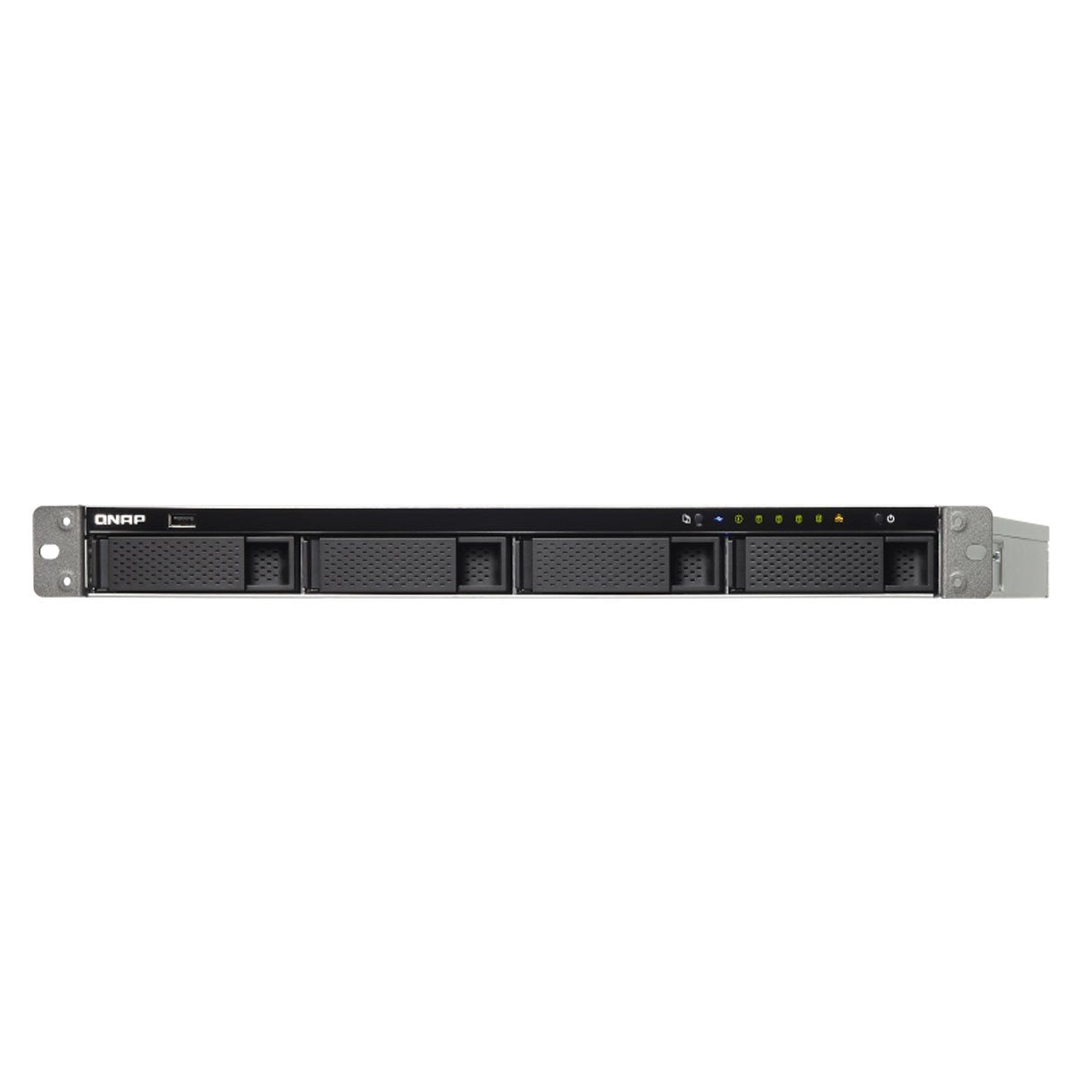QNAP TS-463XU-RP-4G-US 1U 4-Bay AMD 64bit x86-based NAS and iSCSI/IP-SAN, Quad Core 2.0GHz, 4GB RAM, 4 x 1GbE, 1 x 10GbE (10GBASE-T), Redundant PSU