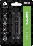 Corsair Flash Survivor Stealth 128GB USB 3.0 Flash Drive (CMFSS3B-128GB), Black