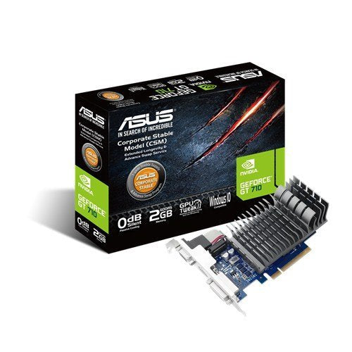 ASUS GT 710 2GB DDR3 64bit Dual Slot, Passive Low Profile Graphics Cards, Blue/Silver 710-2-SL-CSM