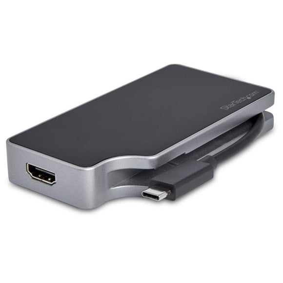 StarTech.com USB C Multiport Video Adapter 4-in-1-95W Power Delivery - Space Gray - Aluminum - 4K60Hz - Wrap-Around Cable - USB C Adapter (CDPVDHMDPDP)