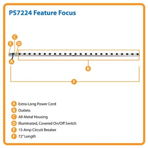 Tripp Lite PS7224 Power Strip 120V 5-15R 24 Outlet 15-Feet Cord Vertical Metal 0URM