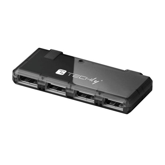 TECHly USB Hub - 4 Ports - Ultra High Speed USB 3.0 - Pocket Size - Blak