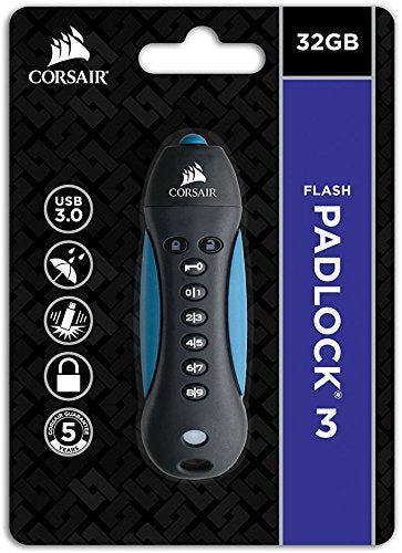 Flash Padlock 3 32GB Secure USB 3.0 Flash Drive with Keypad, Secure 256-bit Hardware AES encryption