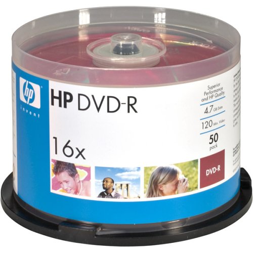 HP 4.7GB 16X DVD-R with Inkjet Printable Surface (50pk Spindle) (Discontinued by Manufacturer)