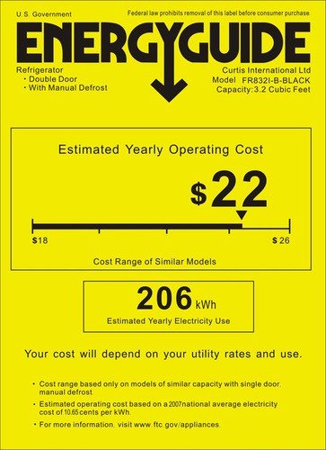 Igloo FR832-BLACK 3.2 cu. ft. 2 Door Fridge with Freezer, Black