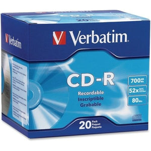Verbatim 94936 CD Recordable Media - CD-R - 52x - 700 MB - 20 Pack Slim Case
