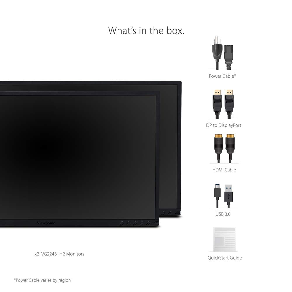 ViewSonic VG2248_H2 22 Inch Dual Pack Head-Only IPS 1080P Monitors with HDMI DisplayPort USB for Home and Office