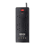 Y417U Tripp Lite 6 Outlet Surge Protector Power Strip with 4 USB Ports (4.2A Shared), 900 Joules, Black, 6 Ft. (TLP664USBB)