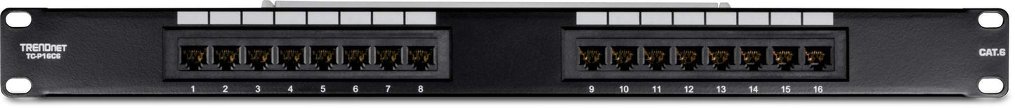 TRENDnet 16-Port Cat6 Unshielded Wallmount or Rackmount Patch Panel, Compatible with Cat 3/4/5/5e/6 Cabling, TC-P16C6